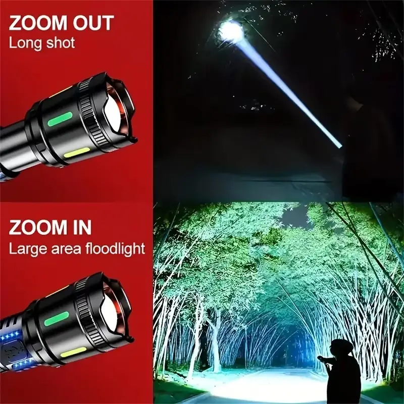 Rechargeable LED Tactical Flashlight High Lumens Zoom Torch 4 Power Modes IP65 - image 9 | Free standard UK delivery included | Discount Quality Products