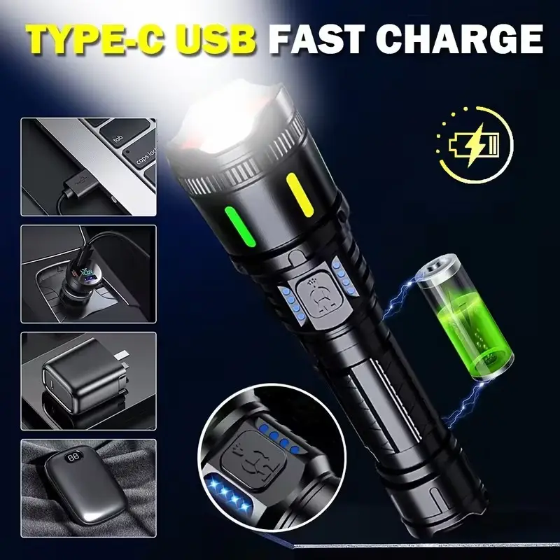 Rechargeable LED Tactical Flashlight High Lumens Zoom Torch 4 Power Modes IP65 - image 10 | Free standard UK delivery included | Discount Quality Products