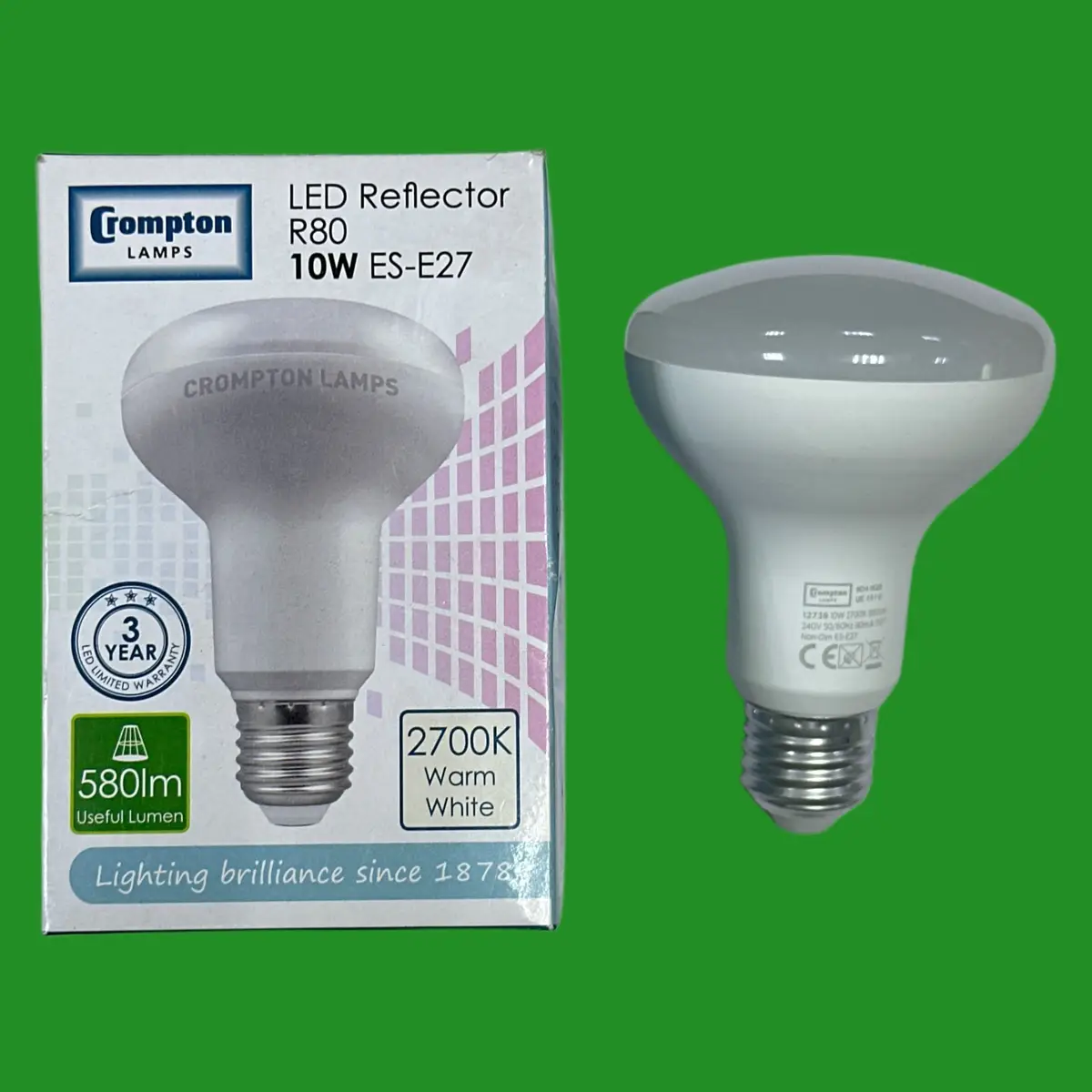 10W =100W Crompton R80 LED Pearl Reflector Light Bulbs 2700K ES E27 Edison Screw