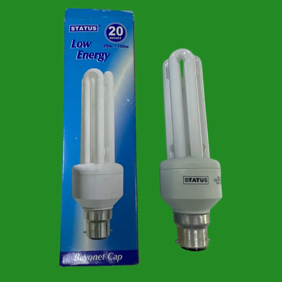 1x 20W (=100W) Status Stick Light Bulb Low Energy Power Saving CFL  BC B22 Lamps