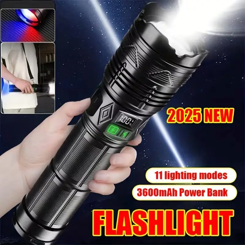 Large Rechargeable Camping Light LED Flashlight USB Torch 11 Modes High Power