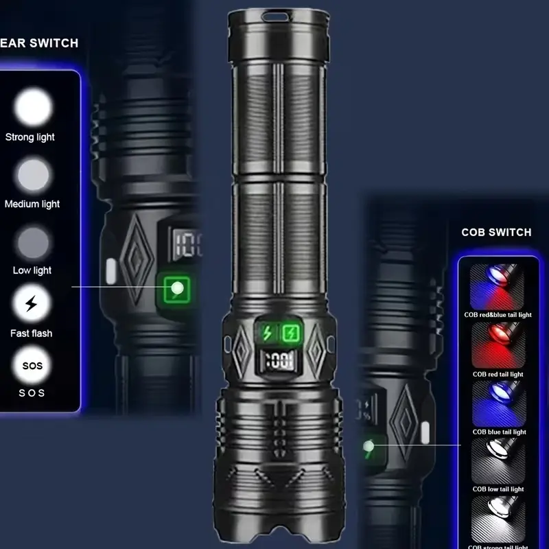 Large Rechargeable Camping Light LED Flashlight USB Torch 11 Modes High Power - image 8 | Free standard UK delivery included | Discount Quality Products