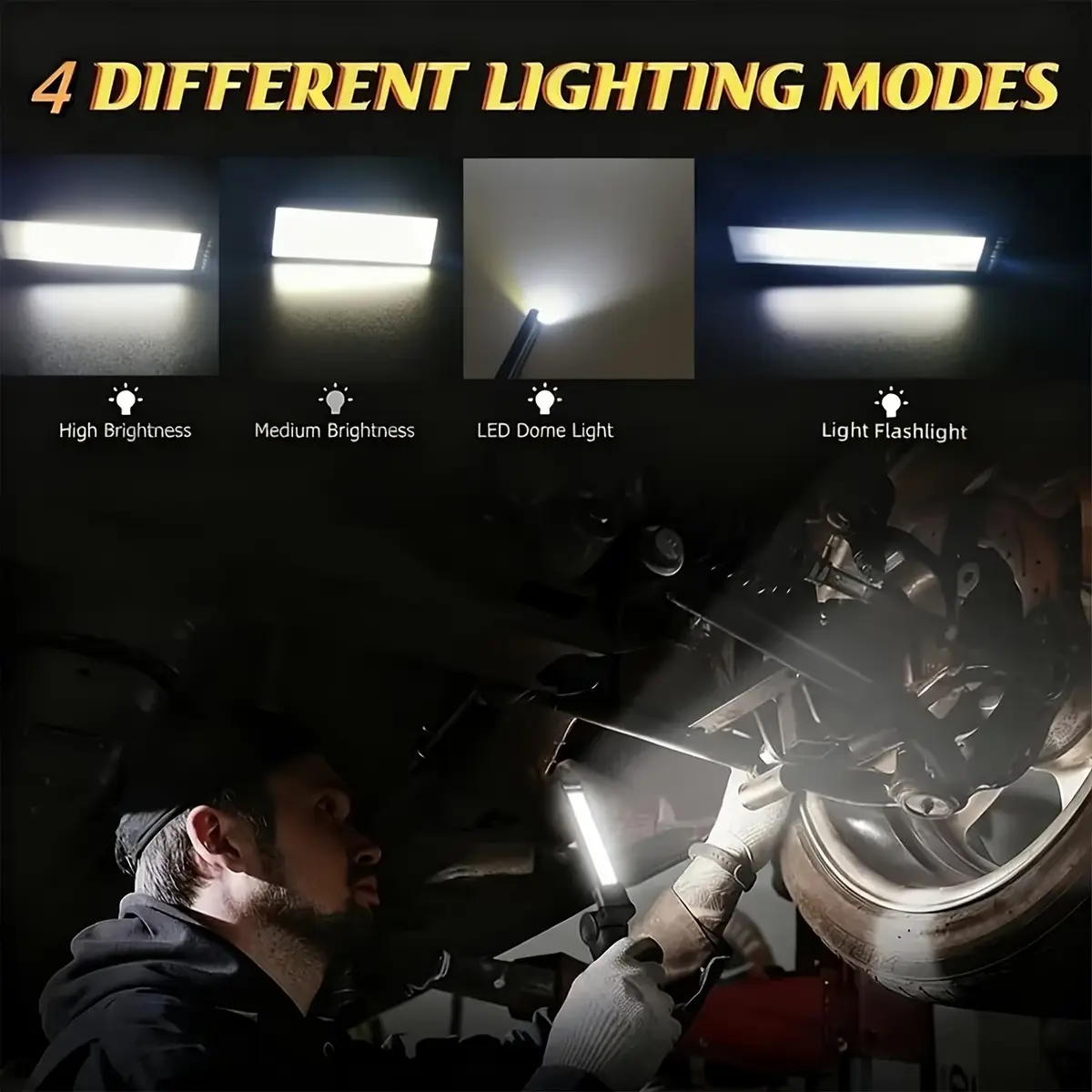 LED Work Light Magnetic Base USB-C Rechargeable 360° Rotating Torch 4 Modes W52 - image 4 | Free standard UK delivery included | Discount Quality Products