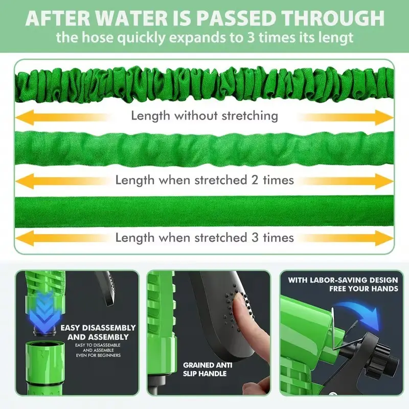Expandable Garden Hose 61m Flexible Water Pipe & 7-in-1 Spray Nozzle, Car Wash - image 2 | Free standard UK delivery included | Discount Quality Products