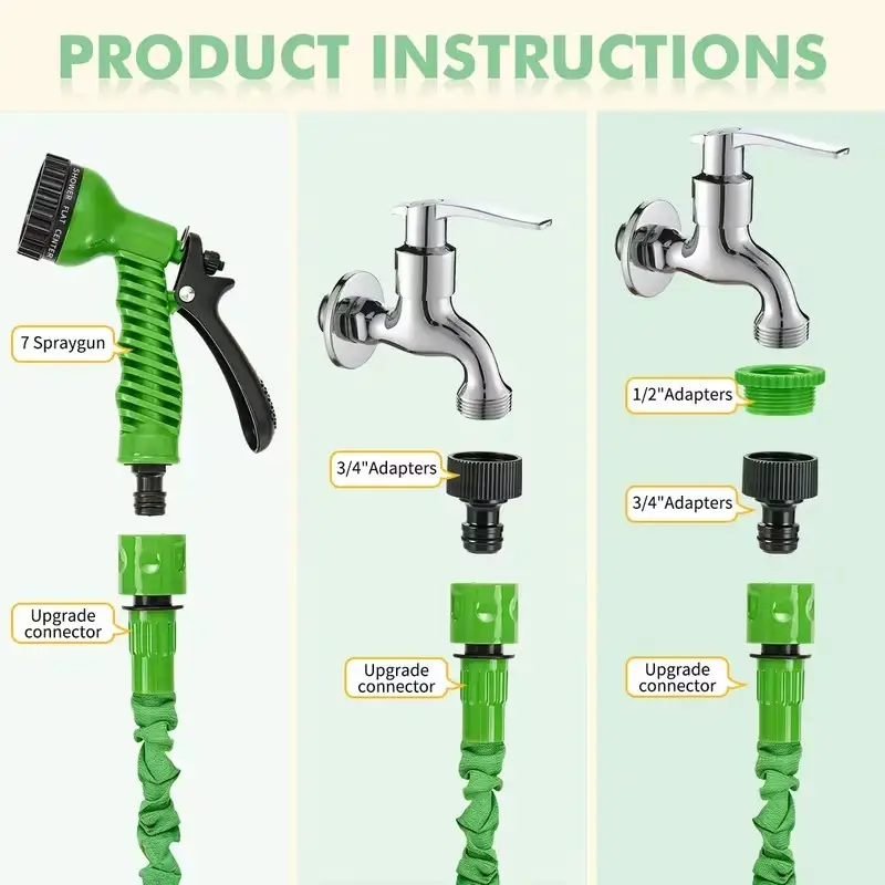 Expandable Garden Hose 61m Flexible Water Pipe & 7-in-1 Spray Nozzle, Car Wash - image 8 | Free standard UK delivery included | Discount Quality Products