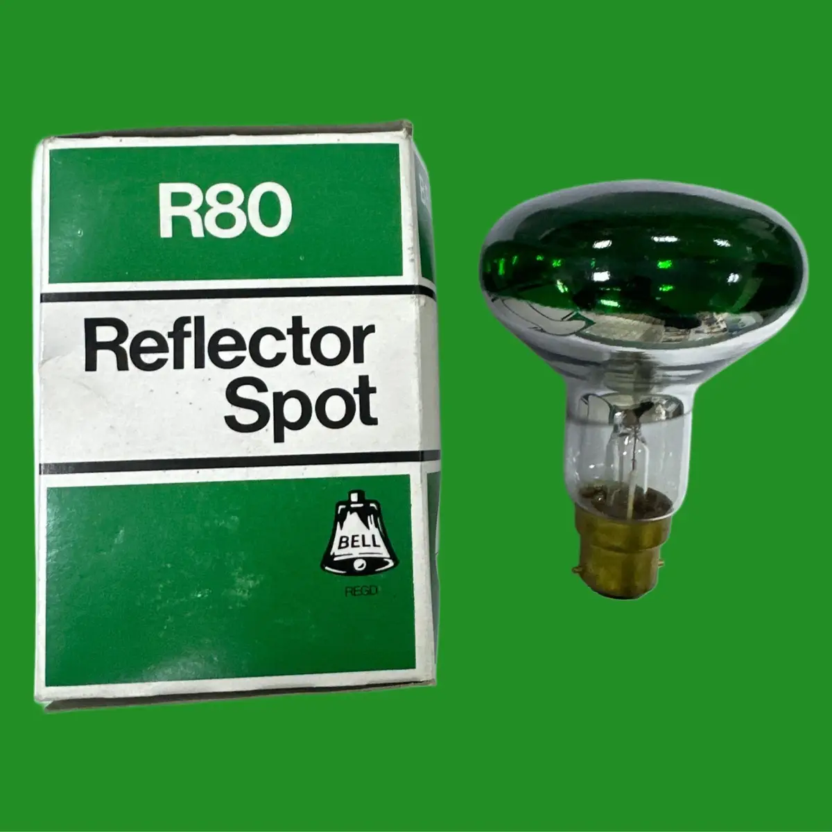 60W BELL R80 Green Coloured Reflector Dimmable Spot Light Bulb BC B22 Bayonet