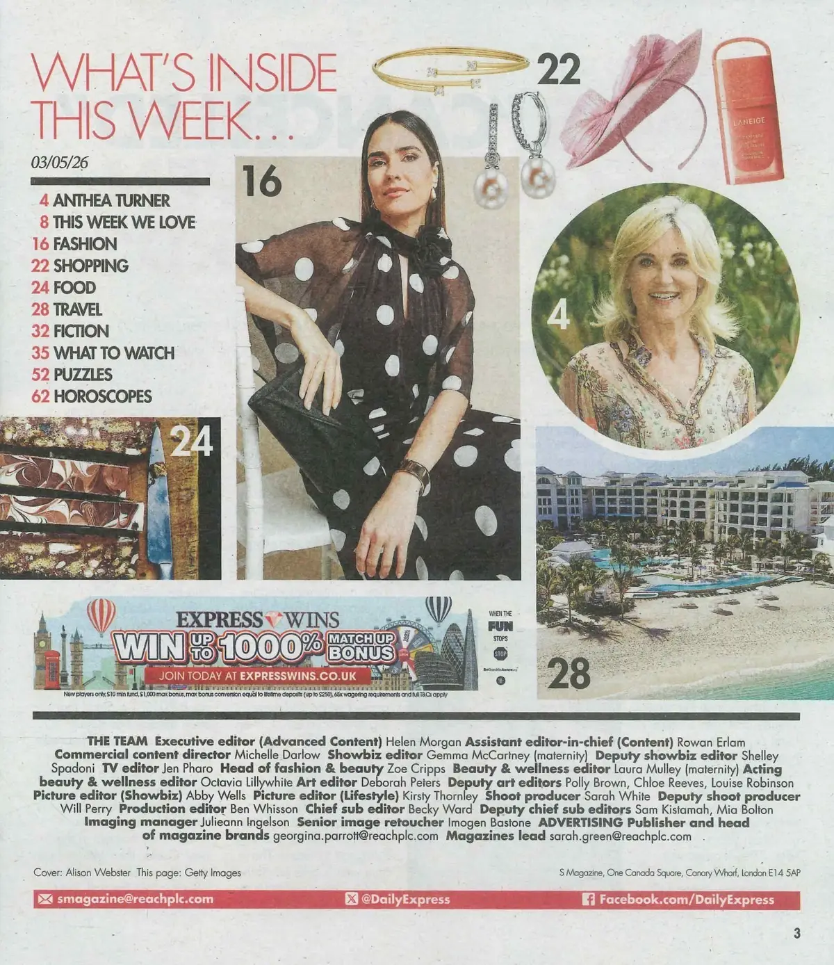 Sunday Express Magazine: Anthea Turner, Summer Soiree Fashion Style, 3.5.26 - image 3 | Free standard UK delivery included | Discount Quality Products
