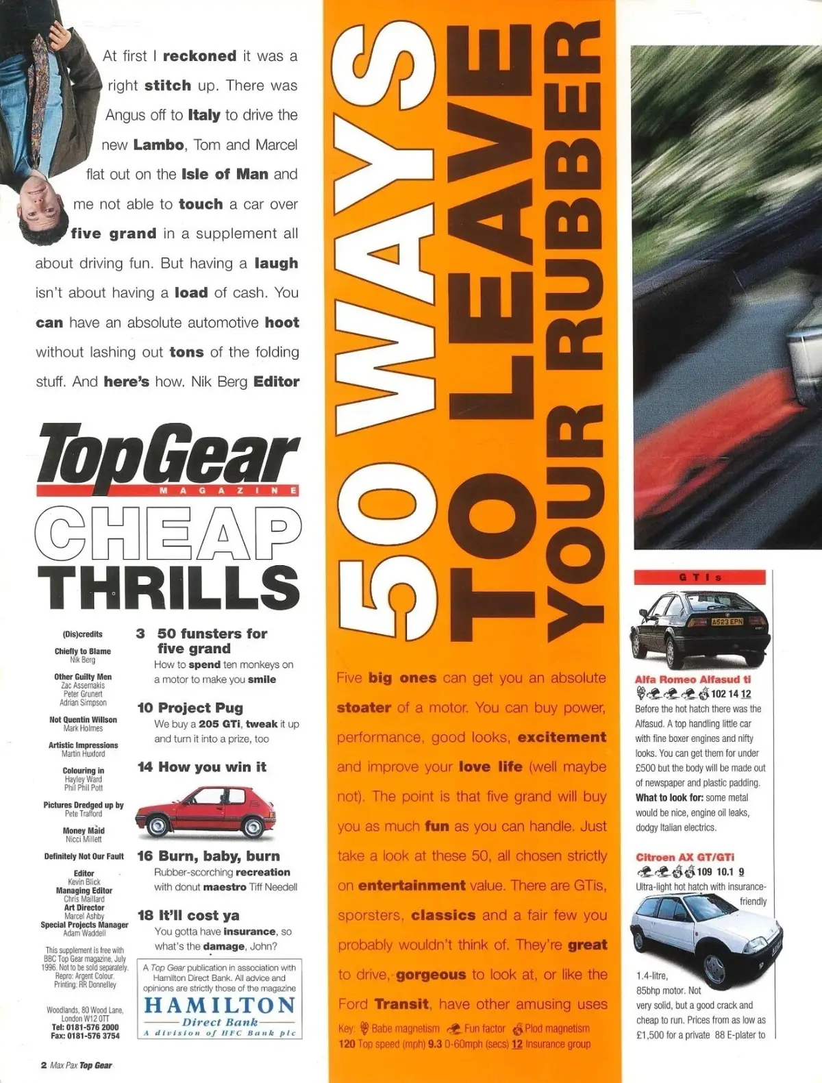 BBC Top Gear Magazine Supplement: 50 Ways to Leave your Rubber, 205 GTi, Cars - image 3 | Free standard UK delivery included | Discount Quality Products
