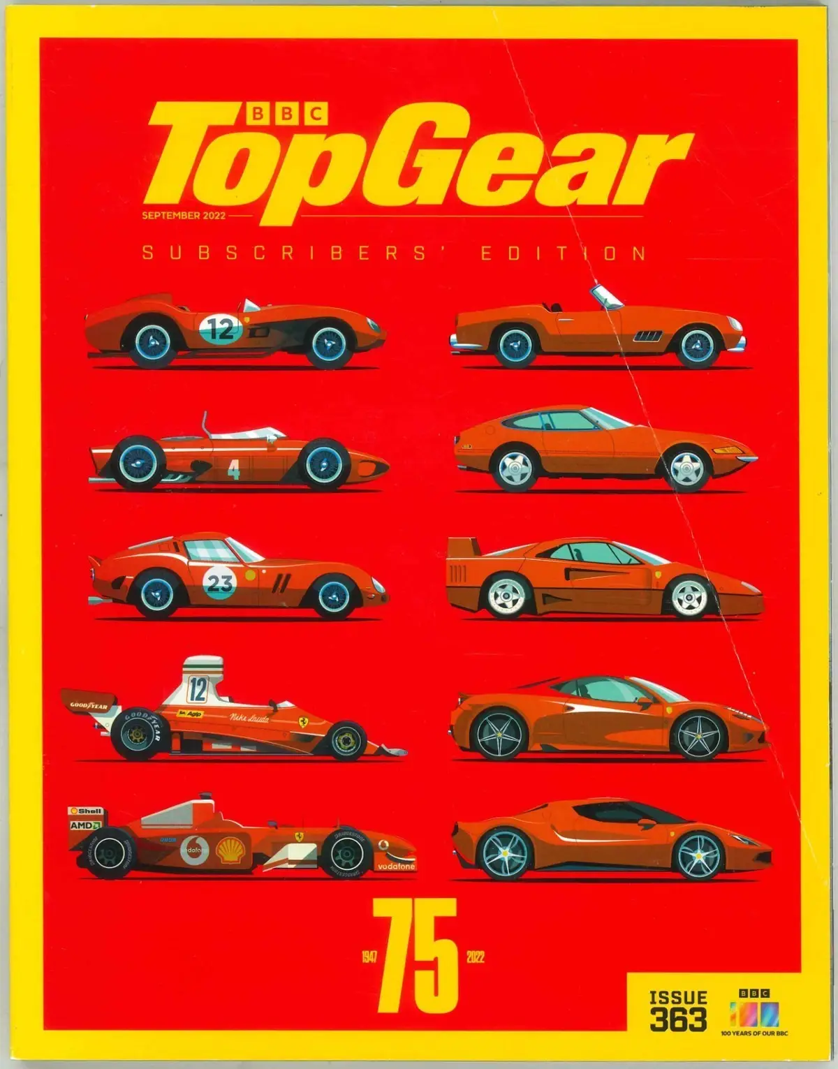 BBC Top Gear Magazine: Issue #363, 75 Years of Ferrari, Sept 2022 (Crease)