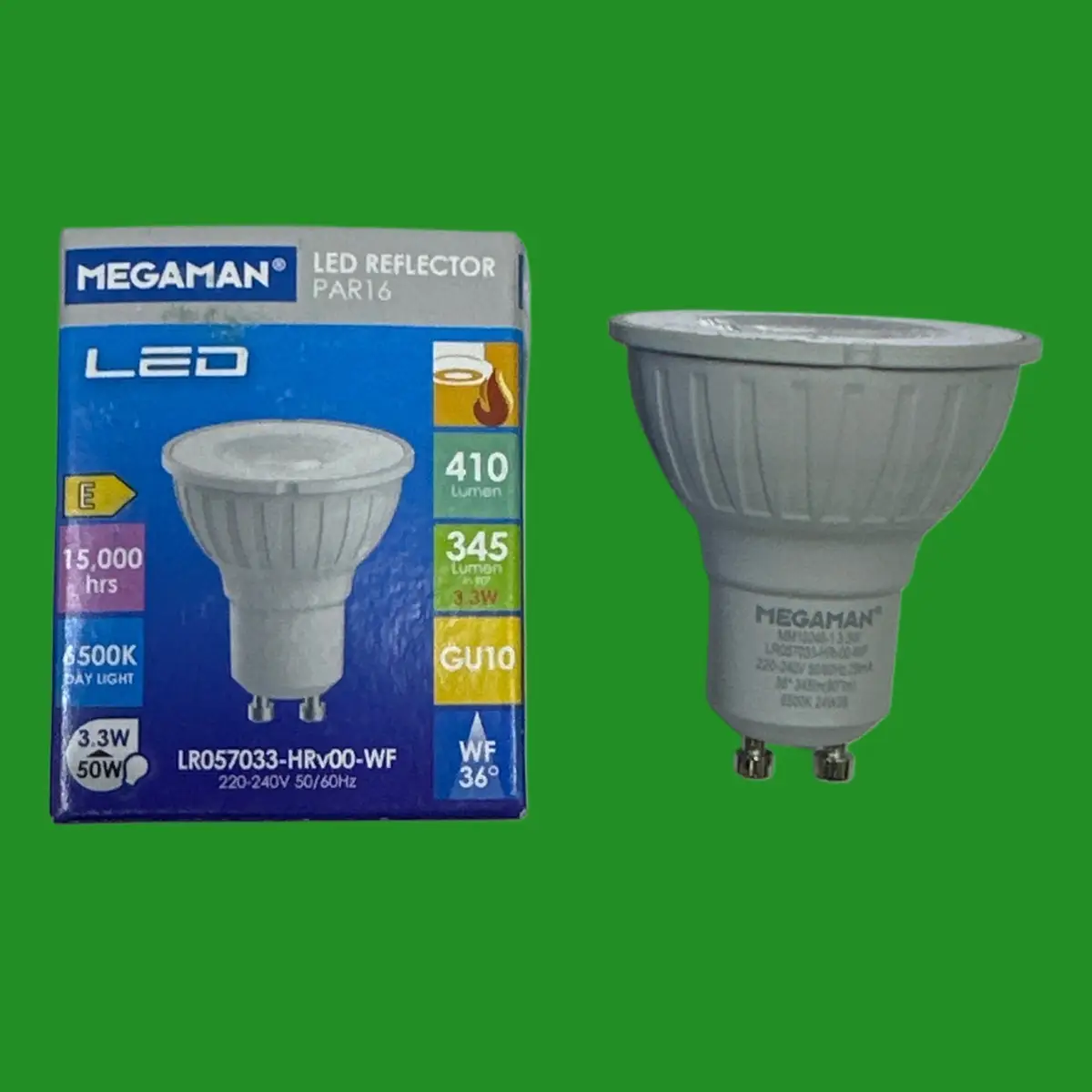 3.3W =50W Megaman LED GU10 Par16 Reflector Spot Light Bulbs 6500K Daylight White