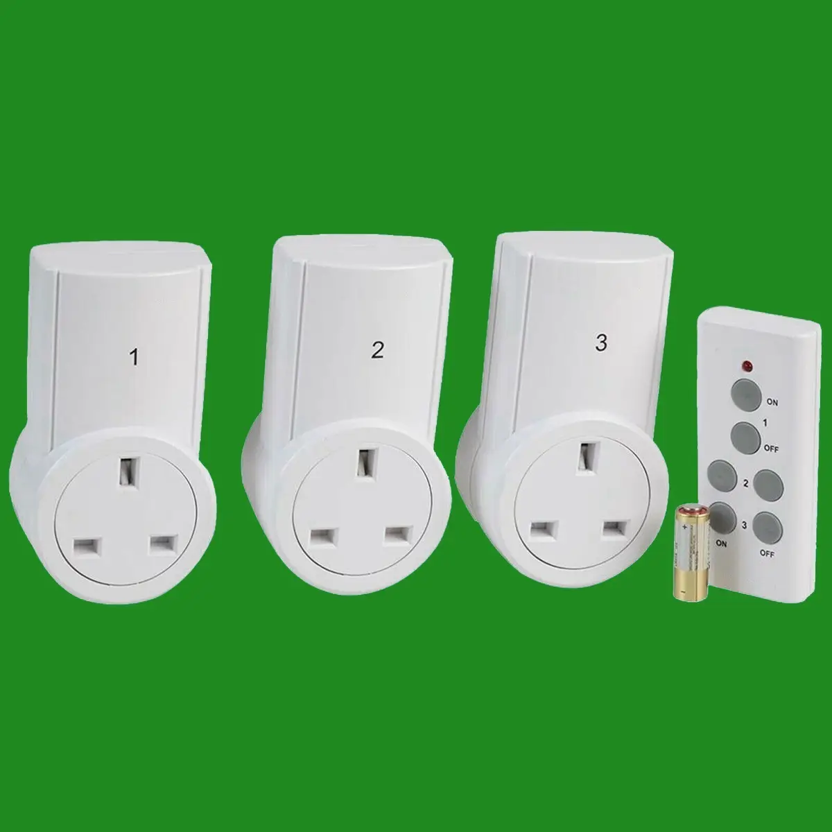 3x Remote Controlled Wireless UK Plug-in Mains Energy Saving Sockets Switch Set