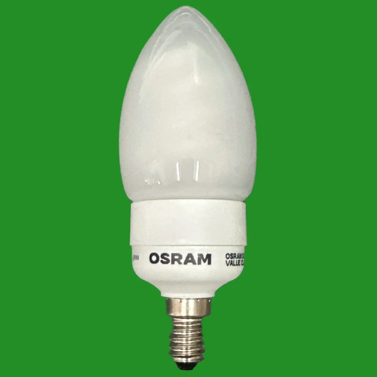 9W (=40W) OSRAM CFL Large Candle C50 Low Energy Light Bulb SES E14 Small Screw - image 2 | Free standard UK delivery included | Discount Quality Products