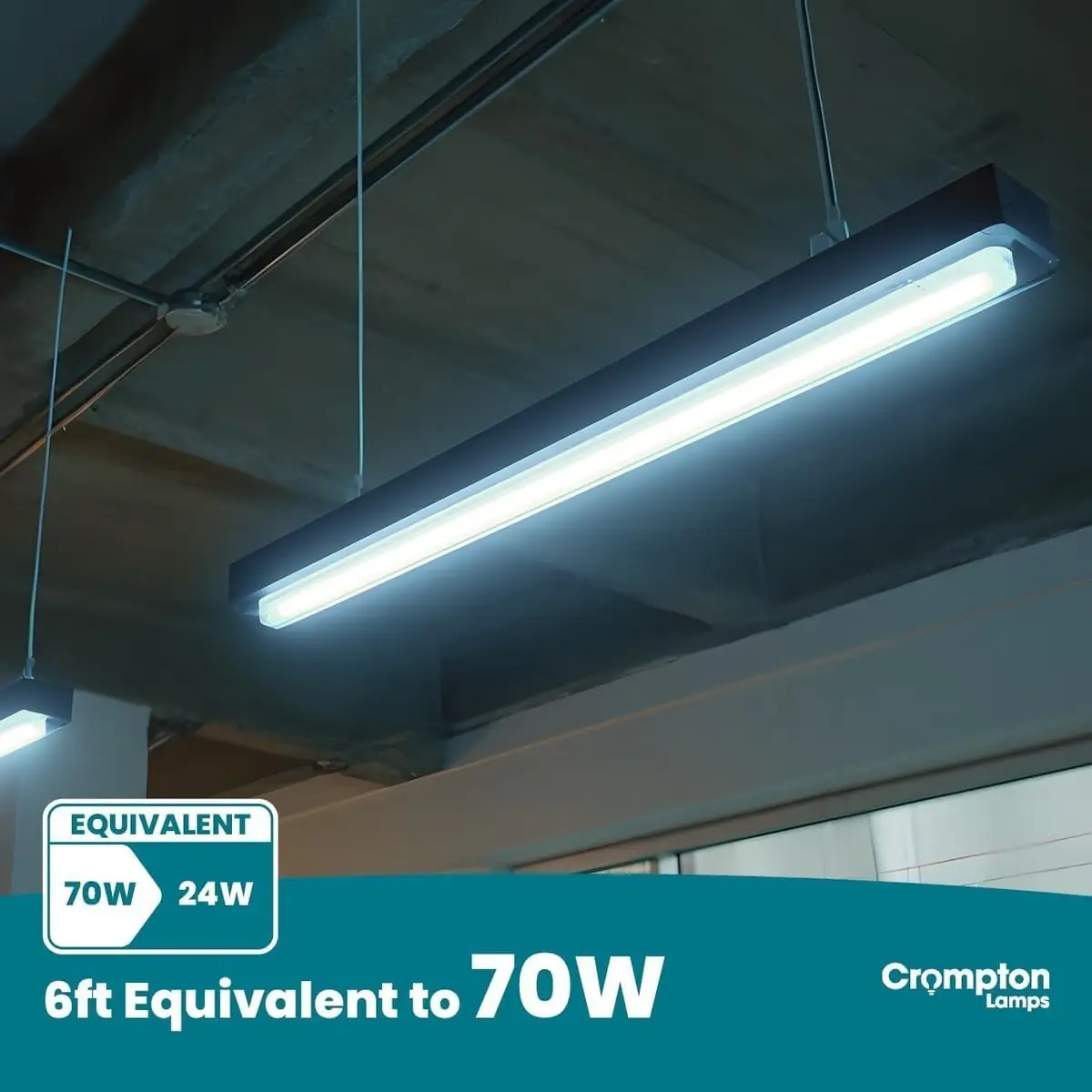 1x 28W (=70W) Crompton 1800mm (6ft) LED T8 6500K Tube Strip Light Bulb & Starter - image 3 | Free standard UK delivery included | Discount Quality Products
