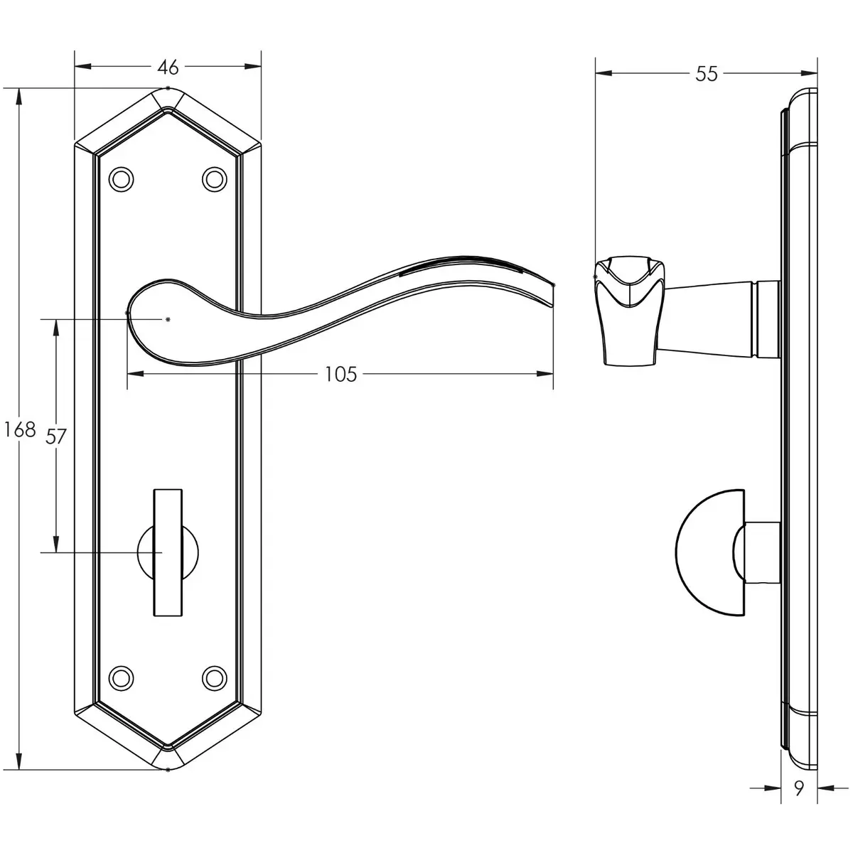 1 Pair Frelan Paris Suite Lever Latch Bathroom Lock Door Handle Set Satin Chrome - image 2 | Free standard UK delivery included | Discount Quality Products