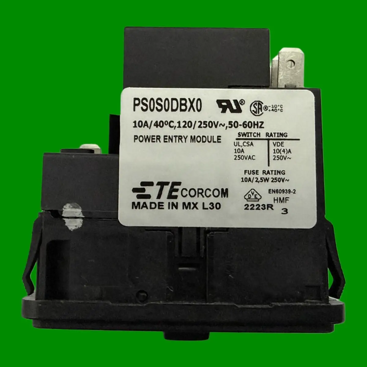2x Switched Snap-In Fused IEC Filter Male 2 Pole Panel Chassis Socket, 250V 10A - image 2 | Free standard UK delivery included | Discount Quality Products