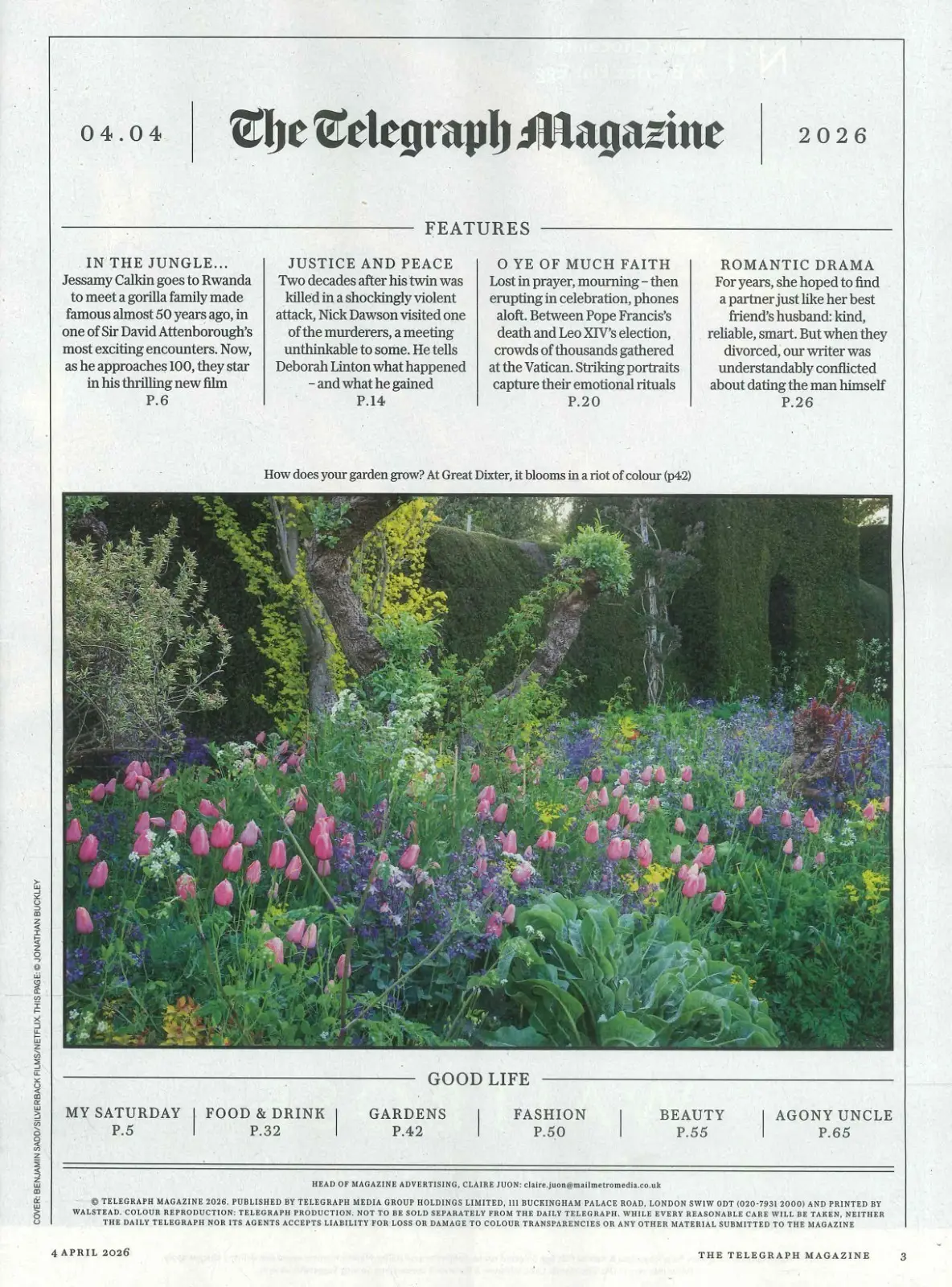 Telegraph Magazine: David Attenborough, Susan Calman, Richard Madeley, 4.4.26 - image 3 | Free standard UK delivery included | Discount Quality Products