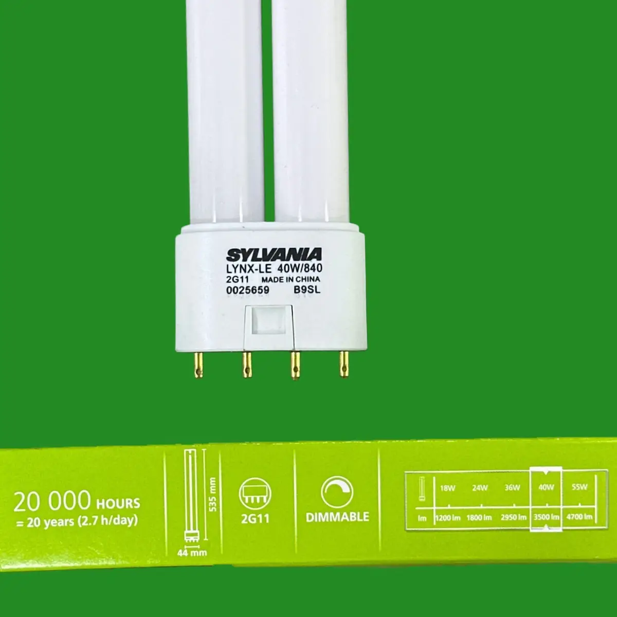40W 2G11 Sylvania Dimmable 4 Pin Light Bulb PLL CFL 840 4000K  Cool White, 535mm - image 3 | Free standard UK delivery included | Discount Quality Products