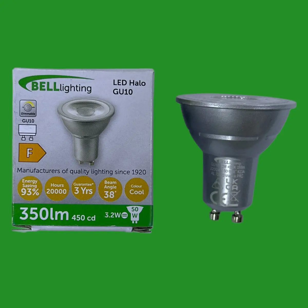 3.2W (=50W) BELL Dimmable LED Halo GU10 2-Pin 4000K Reflector Spot Light Bulb