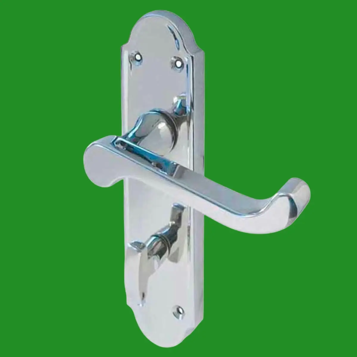 Frelan Sherborne Scroll Lever Latch Bathroom Lock Door Handle Polished Nickel
