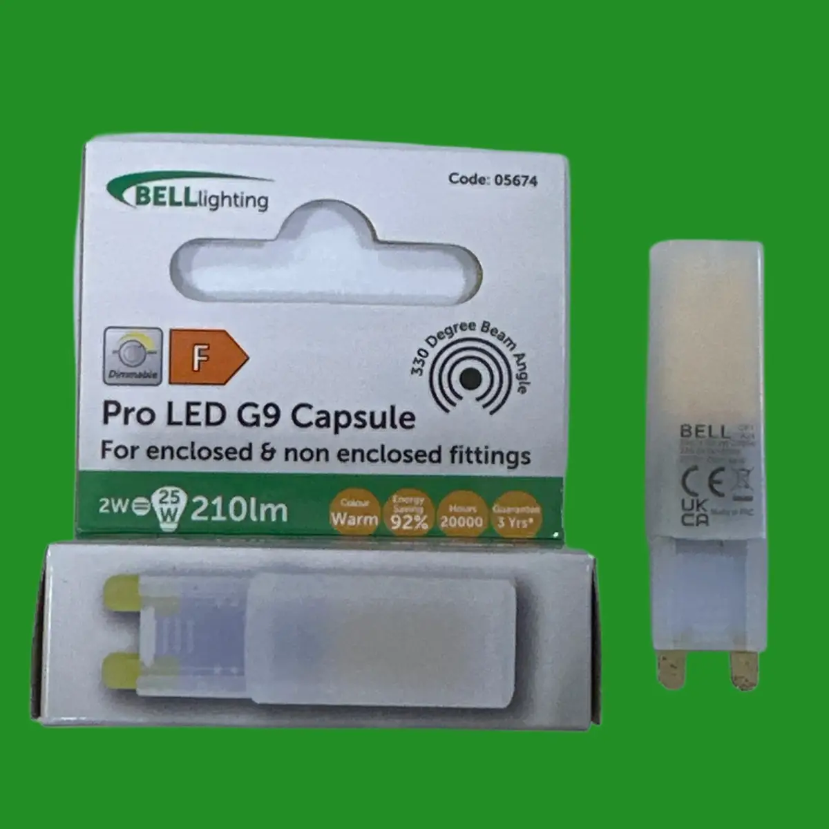 2W (=25W) BELL Dimmable LED Pro G9 Capsule 2700K Warm White Light Bulb
