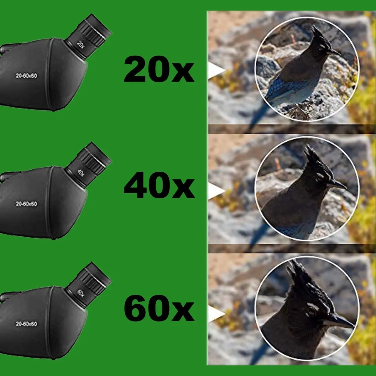 20-60x60 Spotting Scope, Tripod, Carrying Bag & Smartphone Holder, Bird Watching - image 5 | Free standard UK delivery included | Discount Quality Products