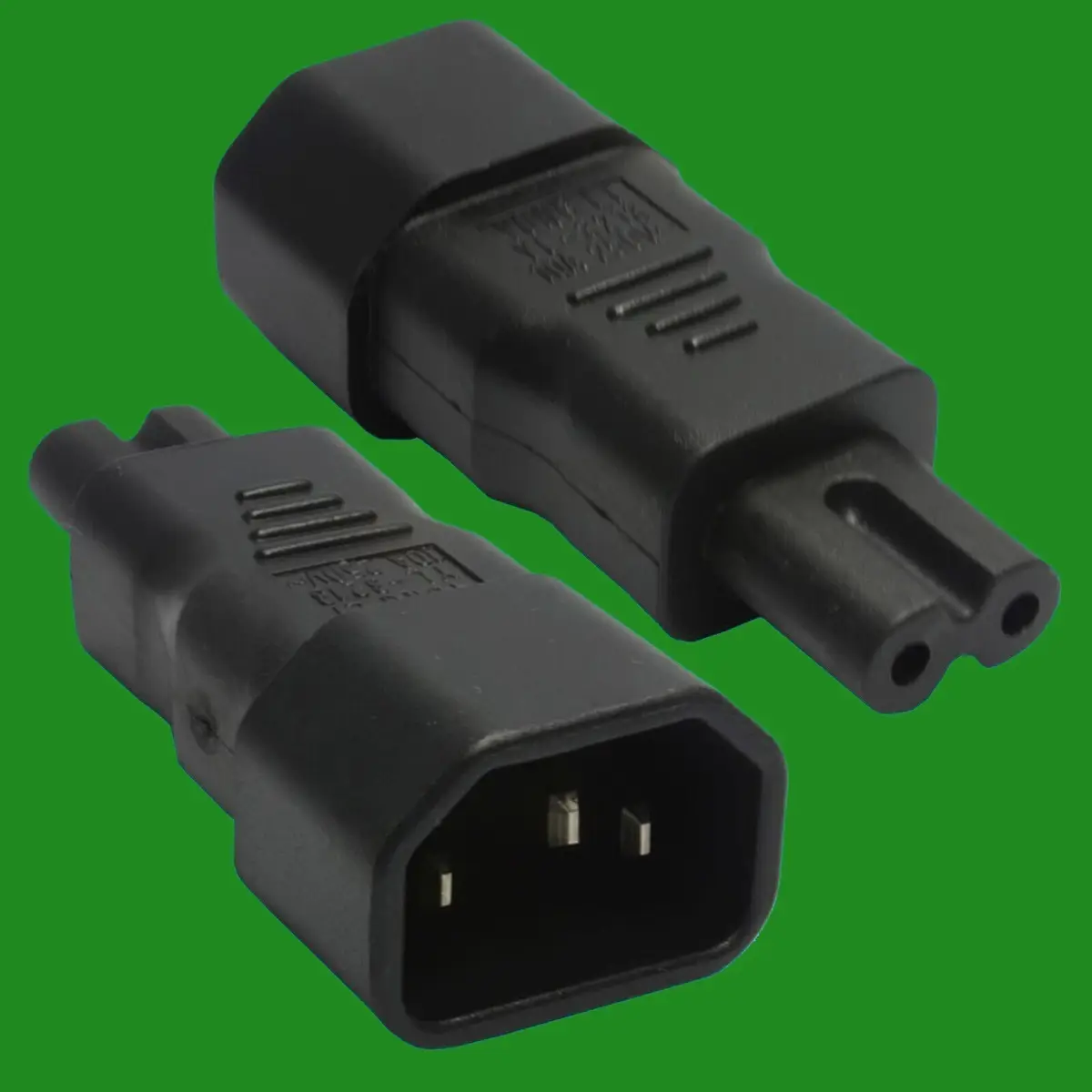 Black IEC Socket C14 Male Pin to Figure 8 Eight Male C7 Plug Converter Adaptor