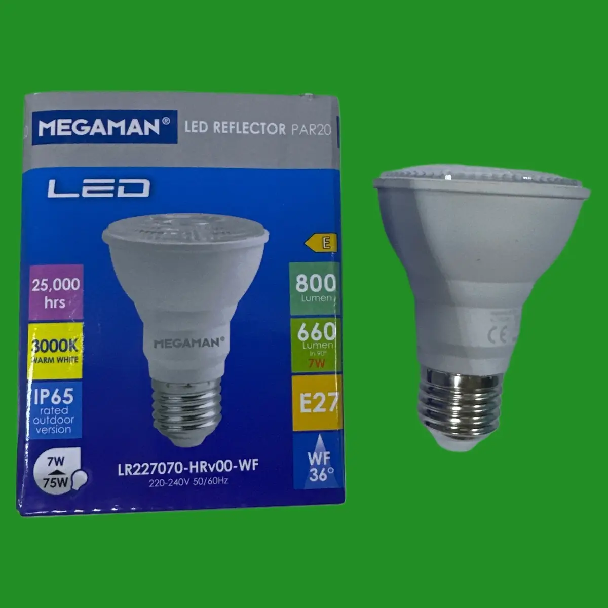 7W (=75W) Megaman PAR20 LED Reflector Spot Light Bulb ES E27 Screw Lamp 3000K