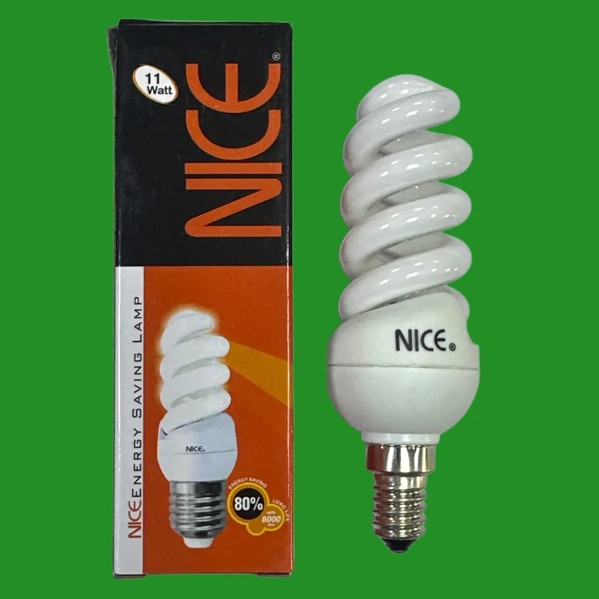 1x 11W =55W CFL Mini Spiral Light Bulb Low Energy SES E14 2700K Warm White Lamp