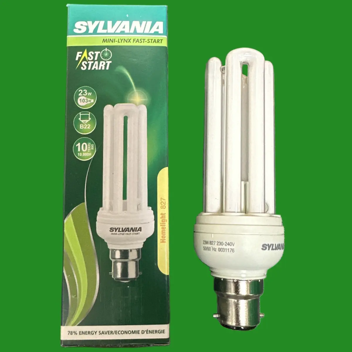 23W (=103W) Sylvania CFL Stick Light Bulb Low Energy Power Saving BC B22 Lamps