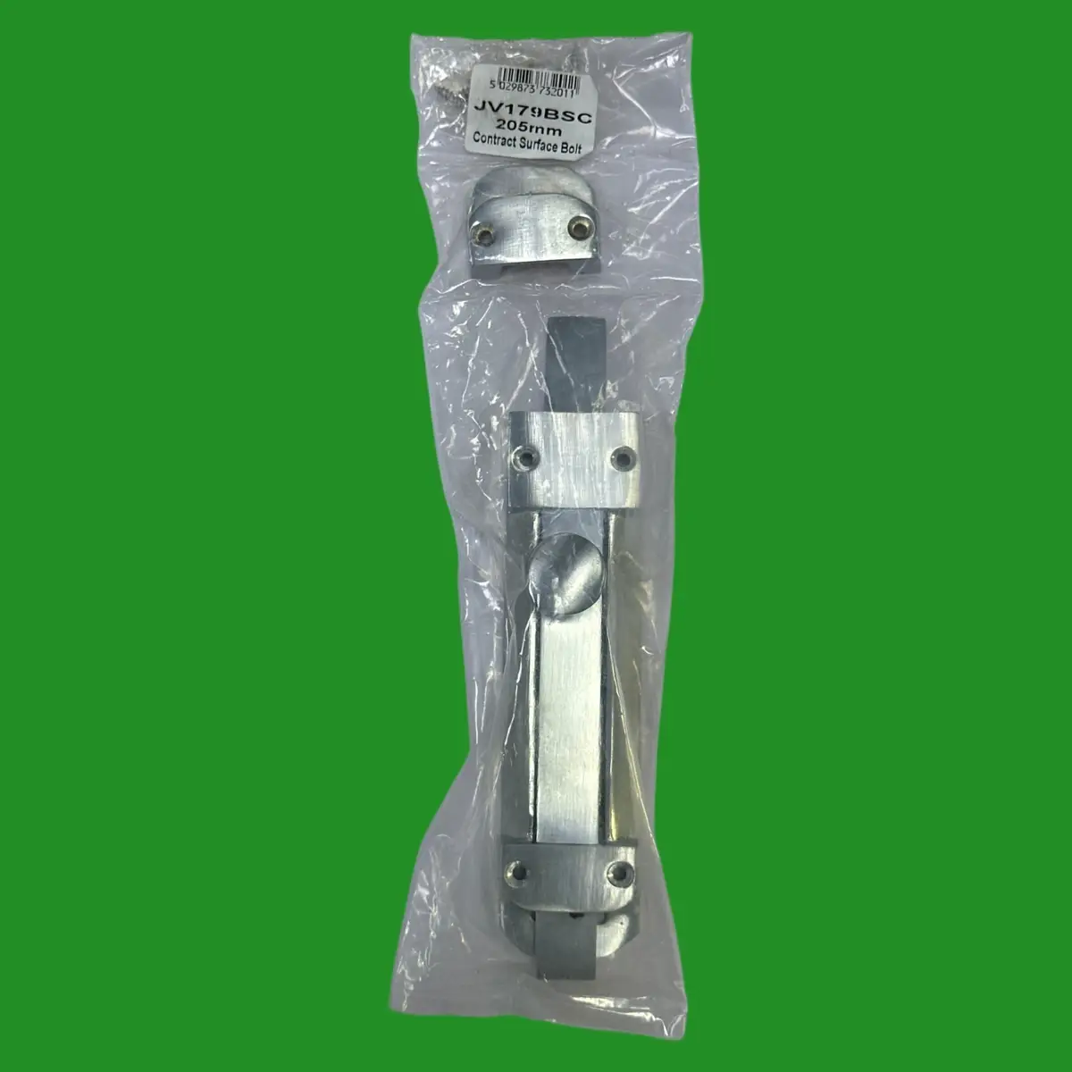 Frelan JEDO 205mm Contract Surface Door Bolt, Satin Chrome on Brass JV179BSC - image 2 | Free standard UK delivery included | Discount Quality Products