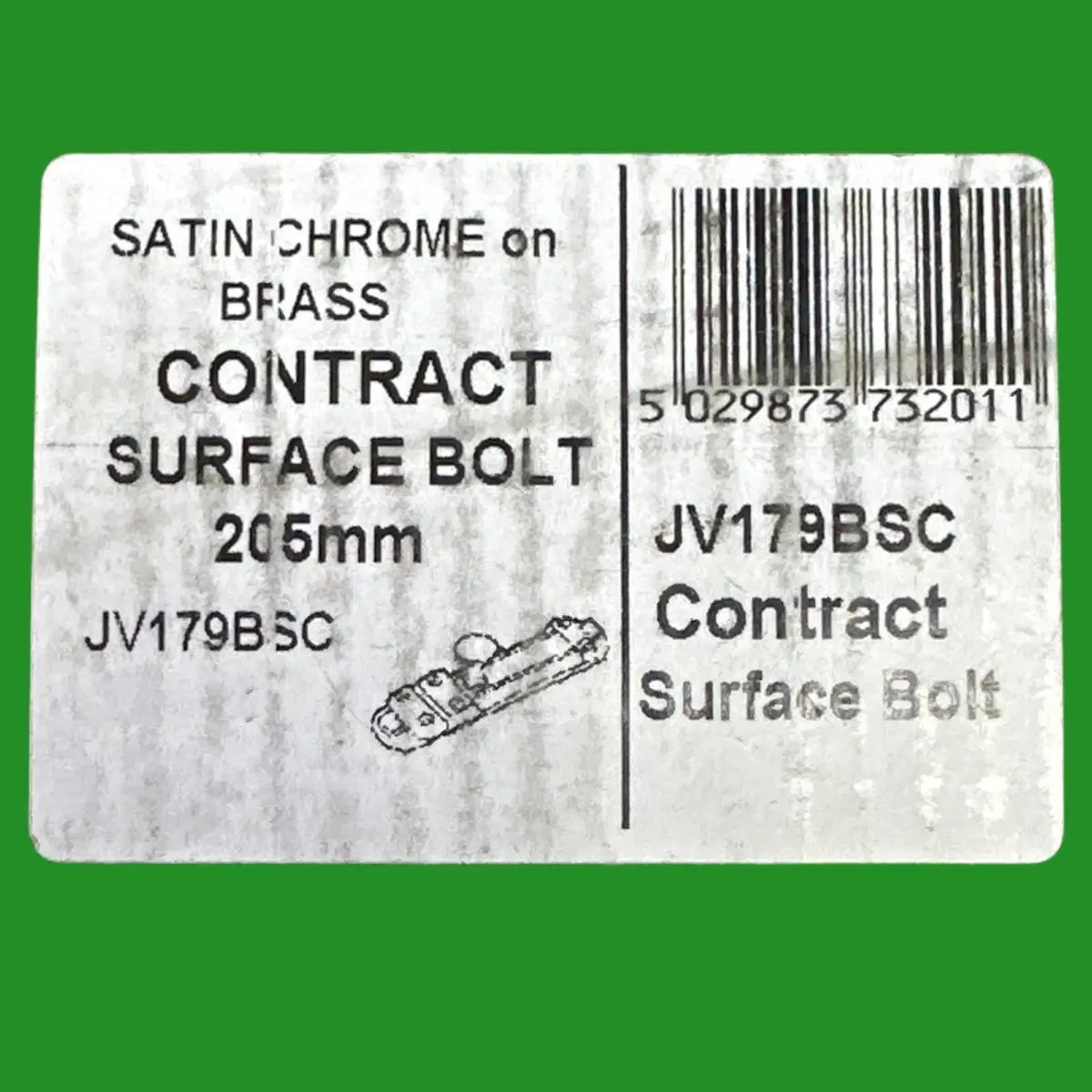 Frelan JEDO 205mm Contract Surface Door Bolt, Satin Chrome on Brass JV179BSC - image 3 | Free standard UK delivery included | Discount Quality Products