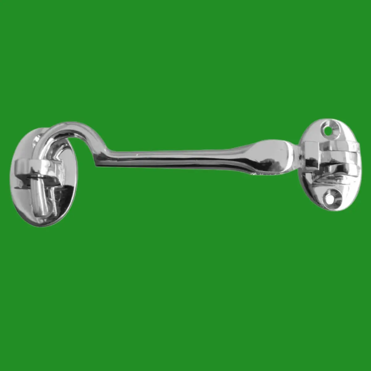 Frelan 150mm 6" Cabin Hook &amp; Eye Heavy Duty Gate Shed Door Satin Chrome on Brass