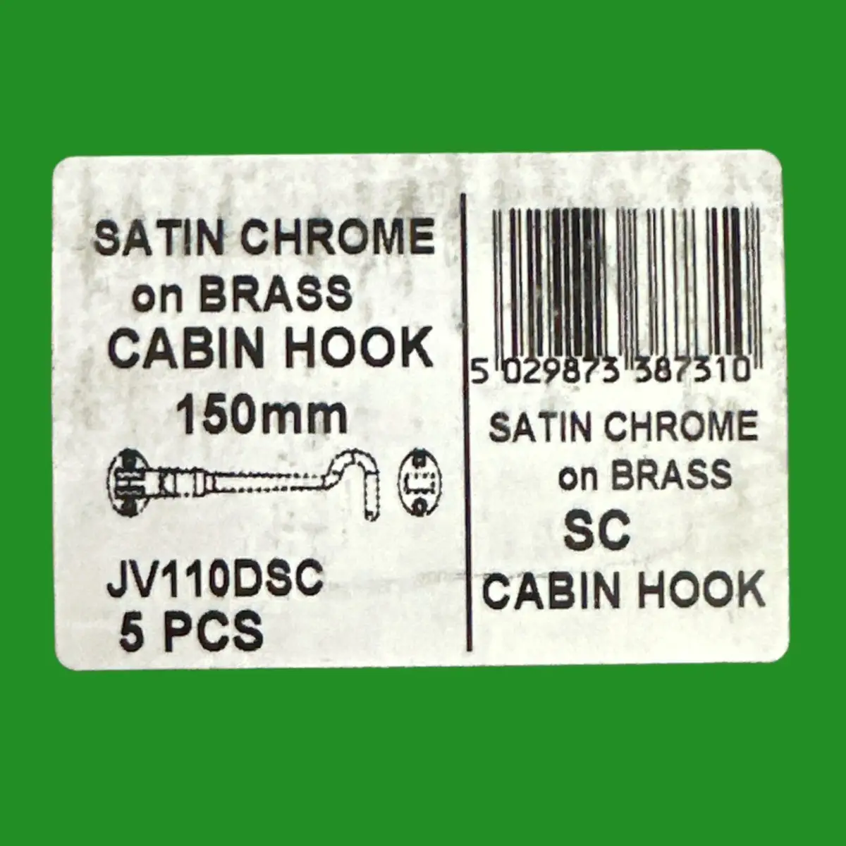 Frelan 150mm 6" Cabin Hook & Eye Heavy Duty Gate Shed Door Satin Chrome on Brass - image 3 | Free standard UK delivery included | Discount Quality Products