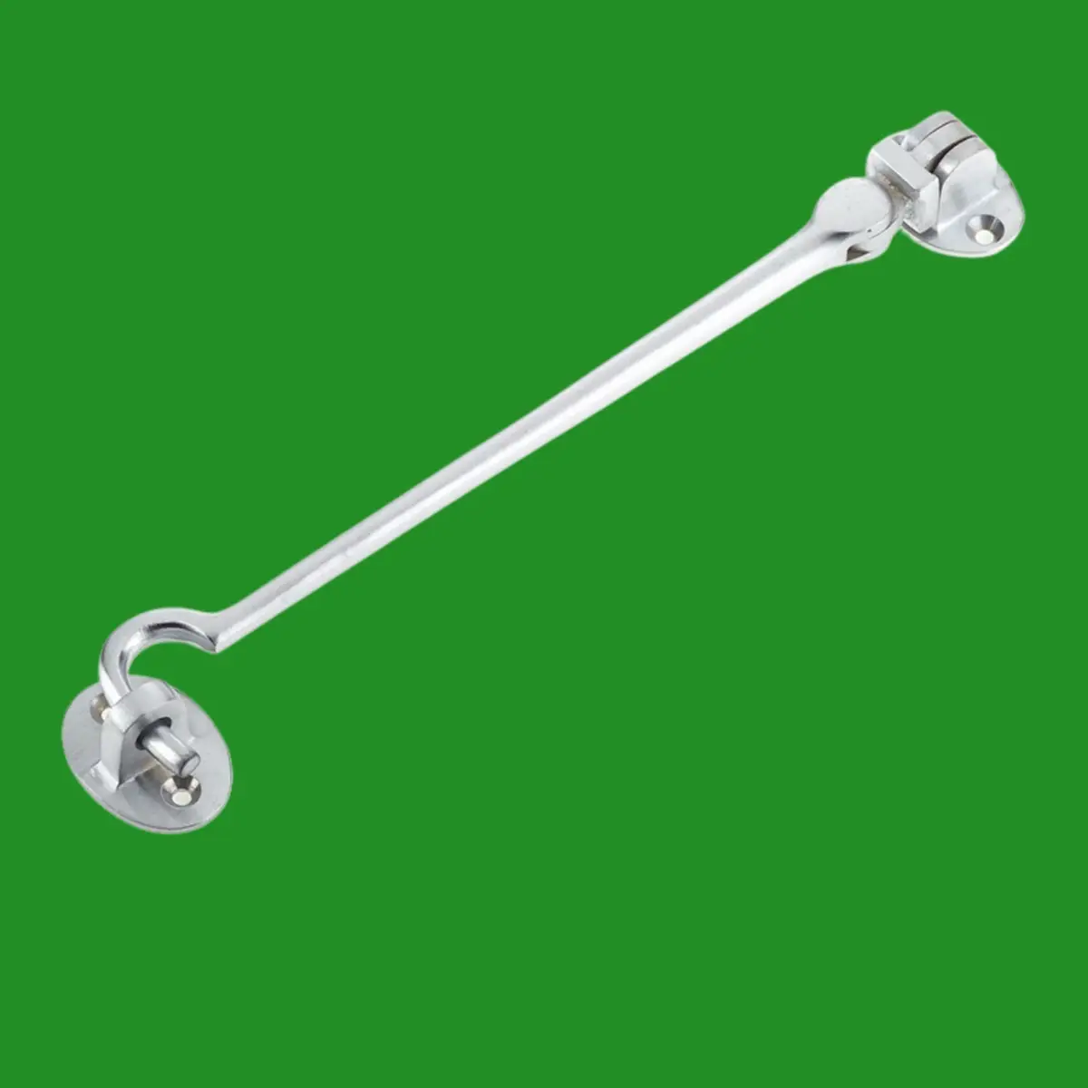 Frelan 150mm 6" Cabin Hook & Eye Heavy Duty Gate Shed Door Satin Chrome on Brass - image 4 | Free standard UK delivery included | Discount Quality Products