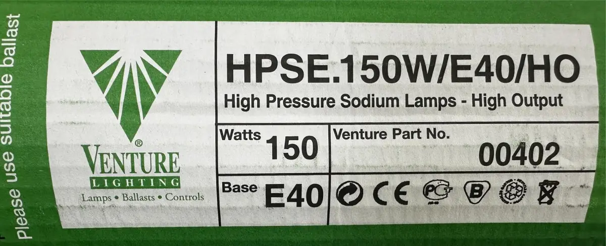 150W Venture HPS High Pressure Sodium SON-E Elliptical Light Bulb Lamp GES E40 - image 3 | Free standard UK delivery included | Discount Quality Products