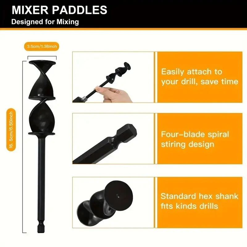 4x Resin Mixer Paddles For Paint Resin Epoxy Mixing Stirrer Attachment For Drill - image 6 | Free standard UK delivery included | Discount Quality Products