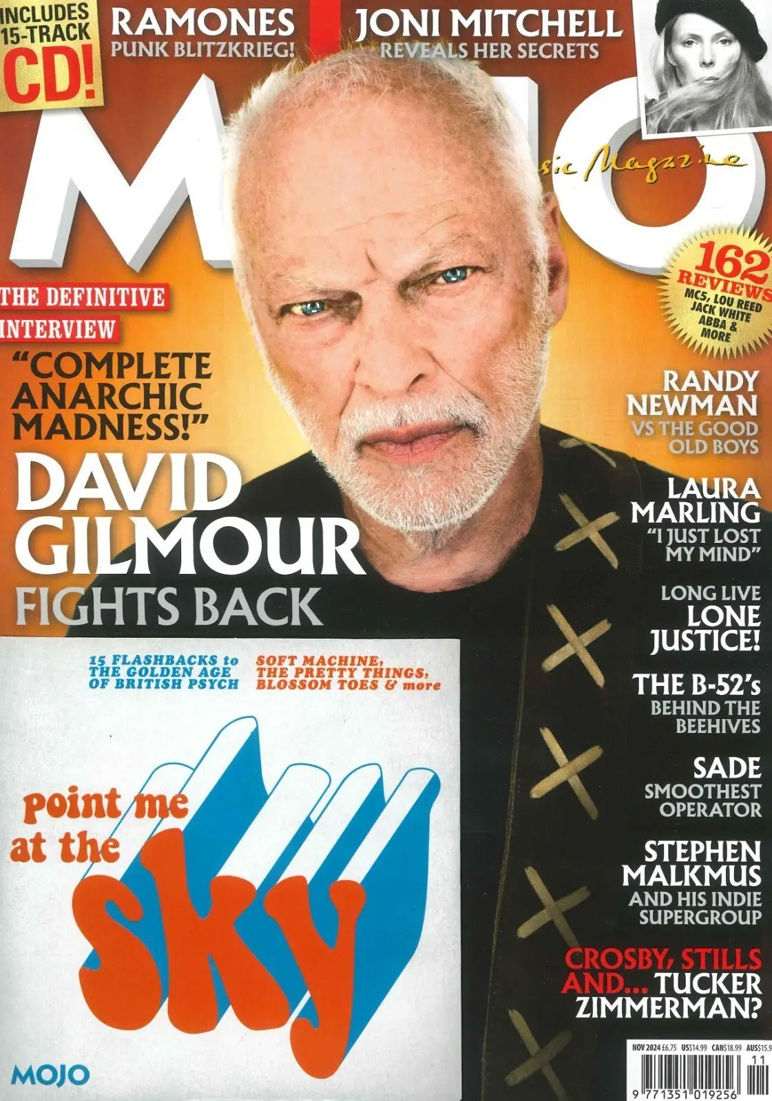 Mojo Magazine: Free 15-Track CD, David Gilmour, Joni Mitchell, Music, Nov 2024
