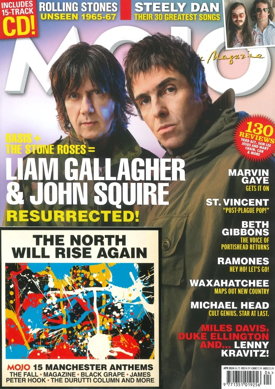 Mojo Magazine: Free 15-Track CD, Liam Gallagher, John Squire, Music, April 2024