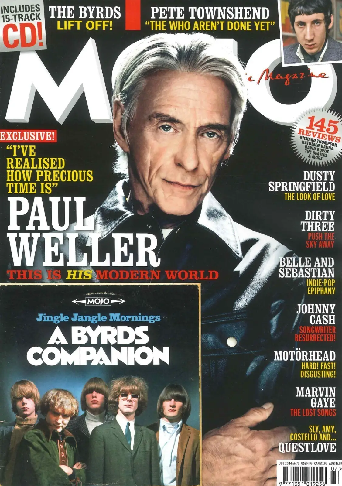 Mojo Magazine: Free 15-Track CD, Paul Weller, The Byrds, Townshend, July 2024