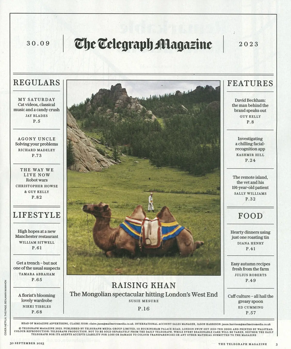Telegraph Magazine, David Beckham, Jay Blades, William Sitwell, West End 30.9.23 - image 2 | Free standard UK delivery included | Discount Quality Products