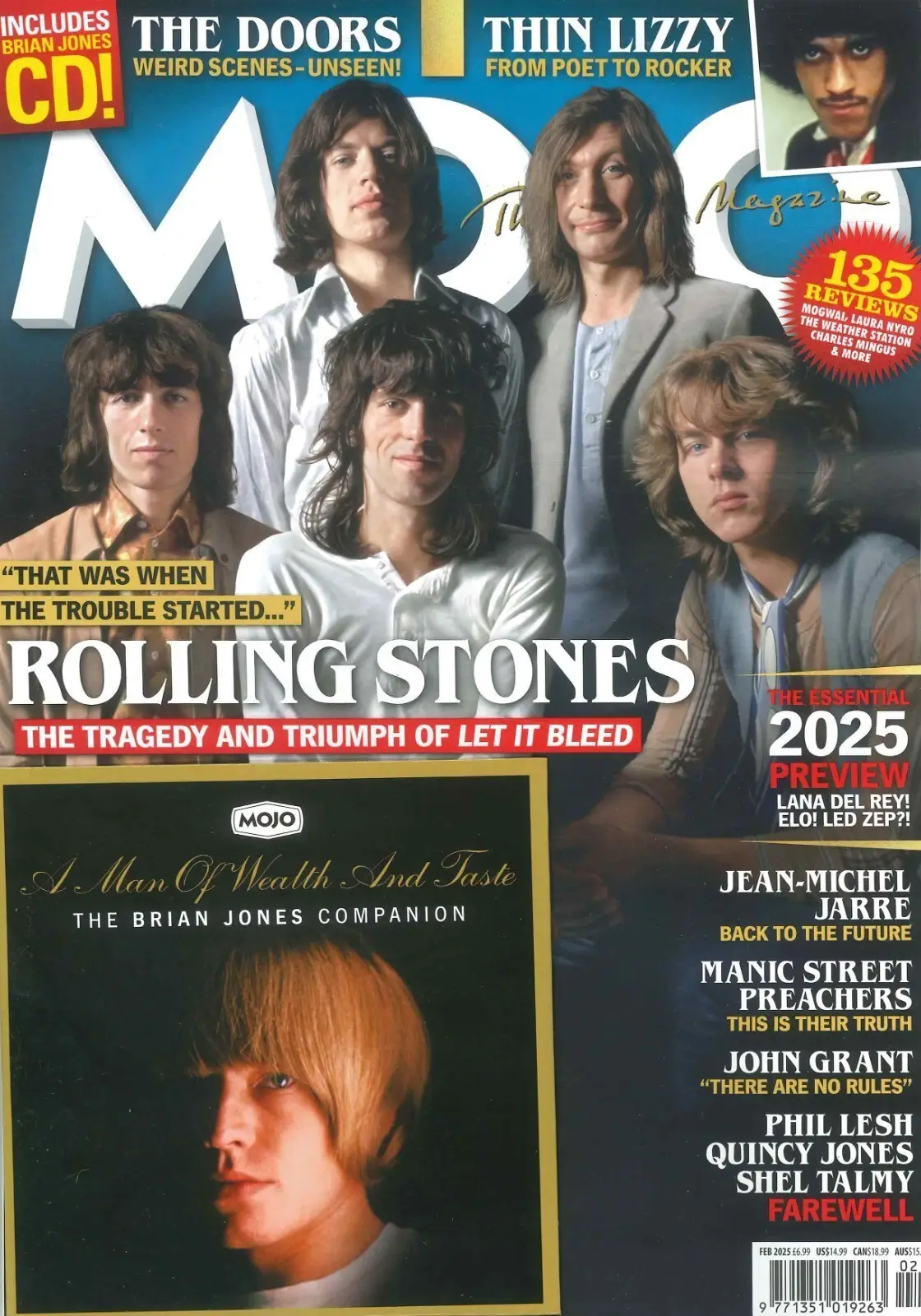 Mojo Magazine: Free CD, The Rolling Stones, Brian Jones, Thin Lizzy, Feb 2025