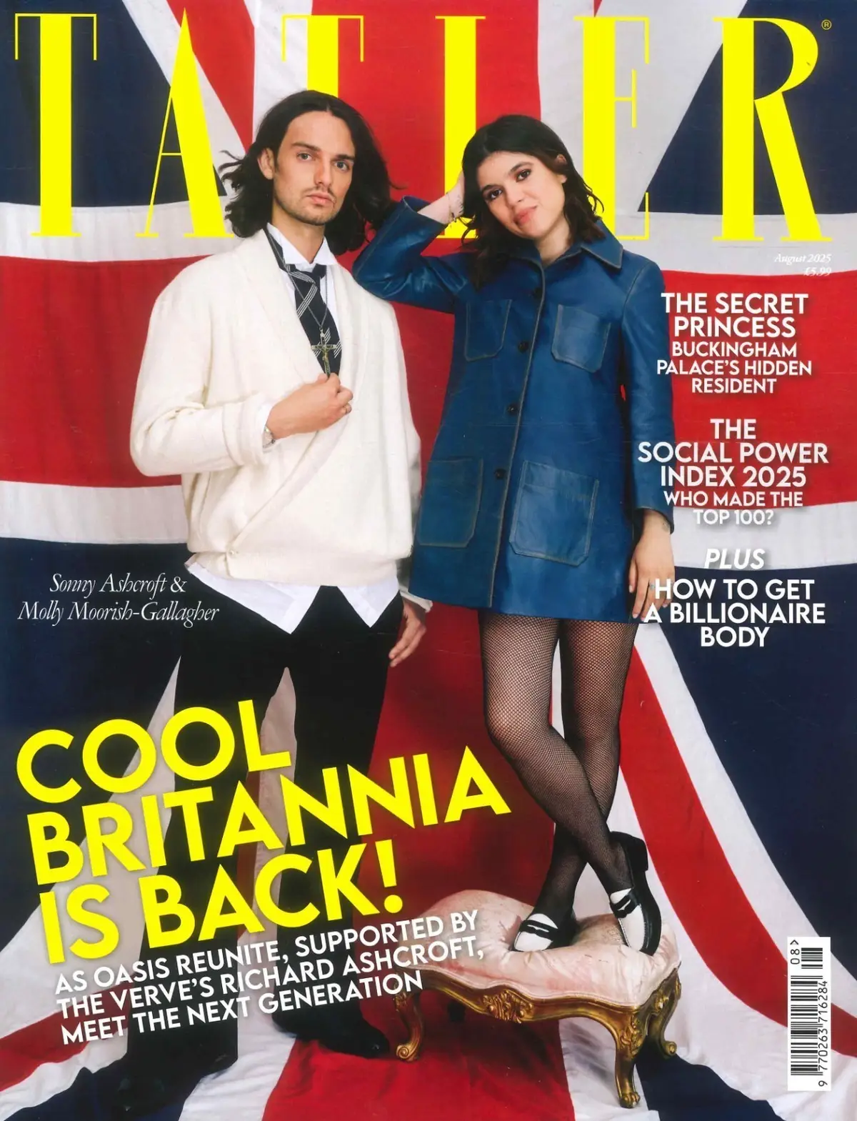 TATLER Magazine Oasis Reunite, Sonny Ashcroft, Molly Moorish-Gallagher, Aug 2025