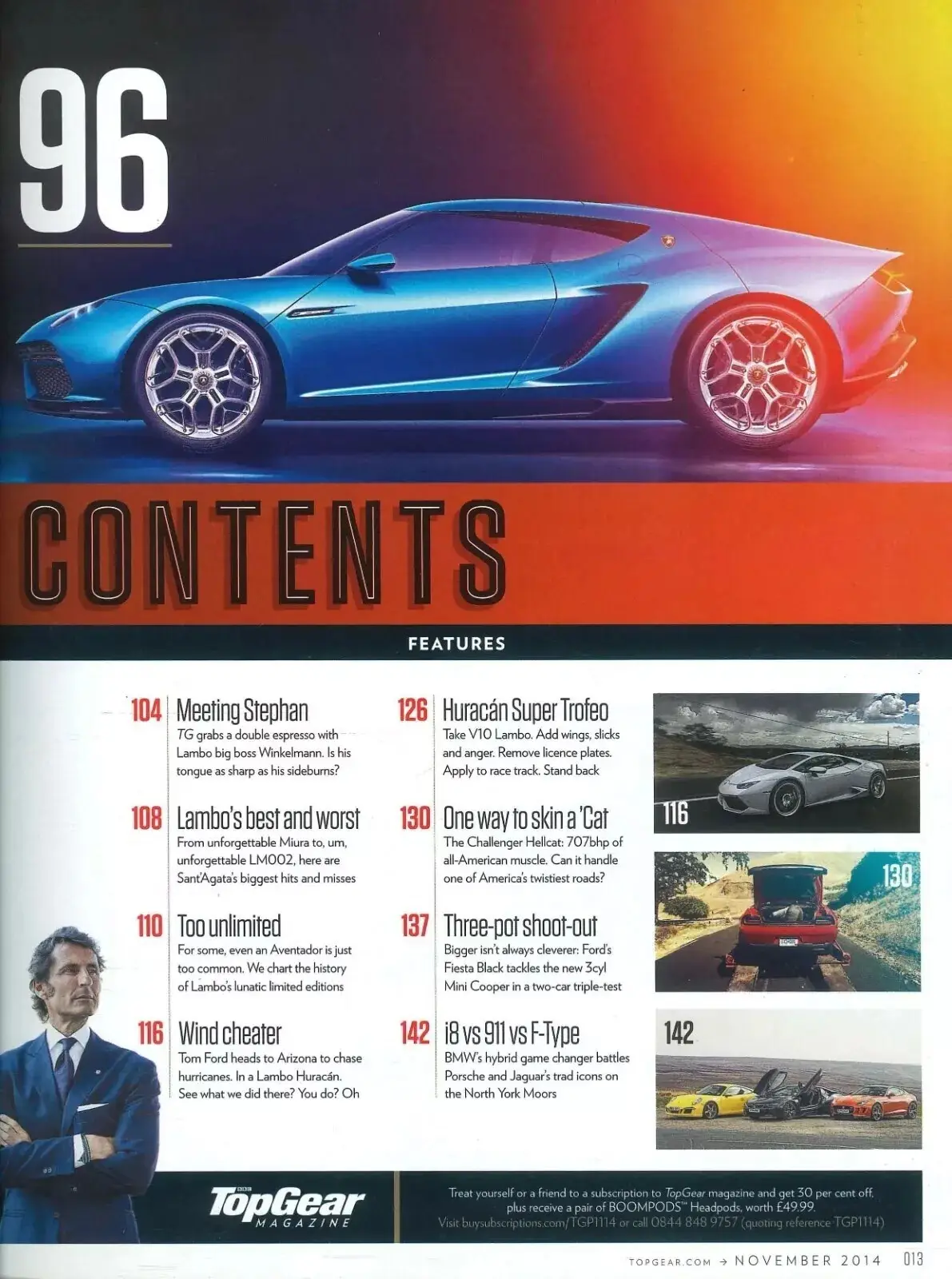 BBC Top Gear Magazine: Issue #262, Lambo, BMW i8, Porsche 911, Jaguar, Nov 2014 - image 2 | Free standard UK delivery included | Discount Quality Products