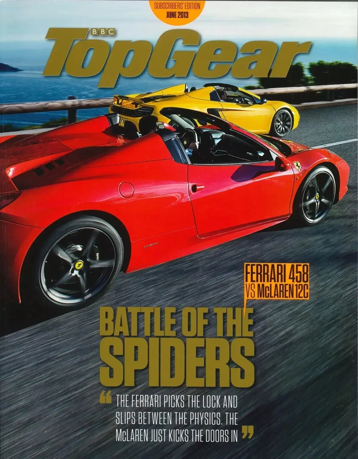 BBC Top Gear Magazine Issue #244, Ferrari 458, McLaren 12C, Volvo V60, June 2013