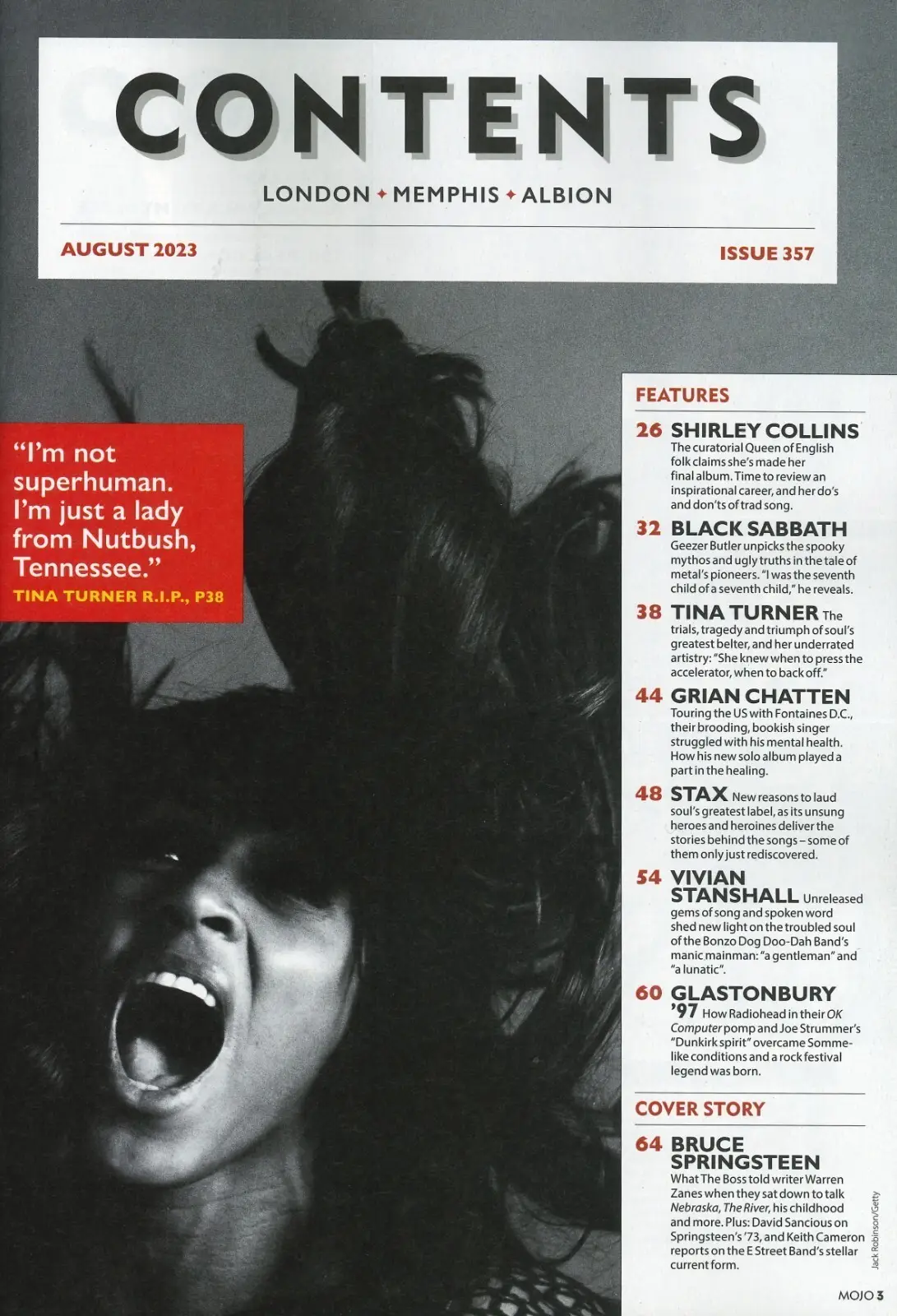 Mojo Magazine, Free CD, Bruce Springsteen, Tina Turner, Black Sabbath, Aug 2023 - image 2 | Free standard UK delivery included | Discount Quality Products