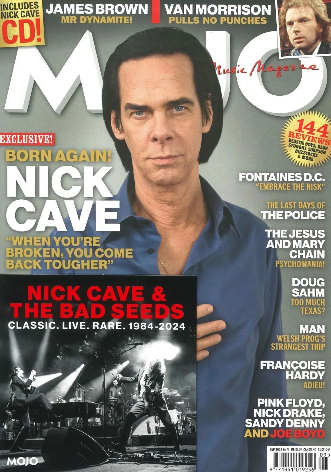 Mojo Magazine: Free CD, Nick Cave, James Brown, Van Morrison, Music, Sept 2024