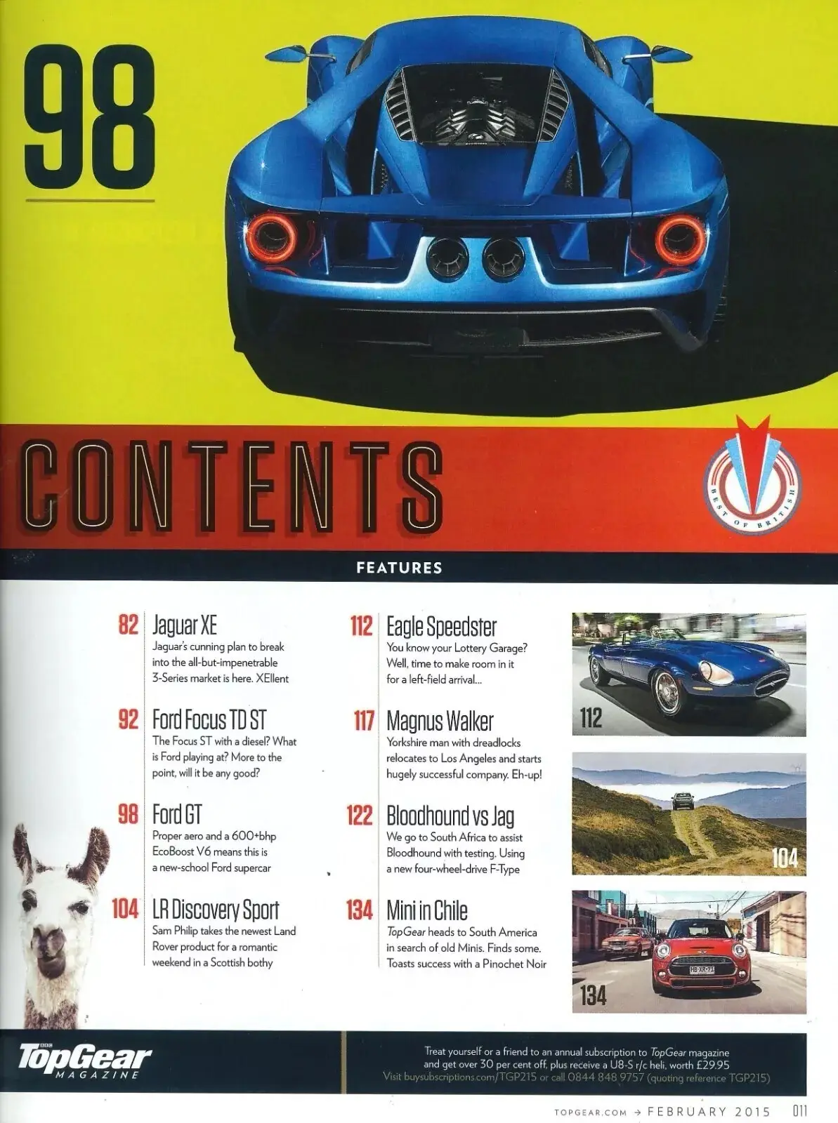 BBC Top Gear Magazine: Issue #266, Eagle Speedster, Jaguar XE, Ford GT, Feb 2015 - image 2 | Free standard UK delivery included | Discount Quality Products