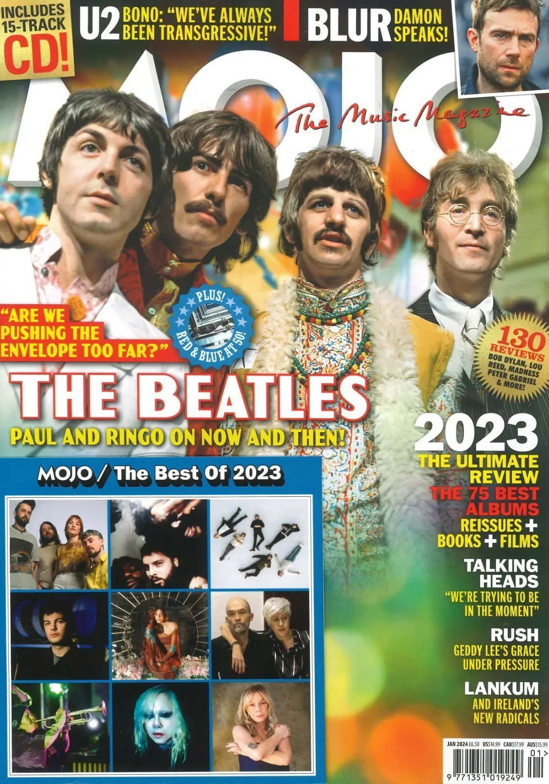 Mojo Magazine: Free 15-Track CD, Beatles Paul &amp; Ringo, Damon Albarn, Jan 2024