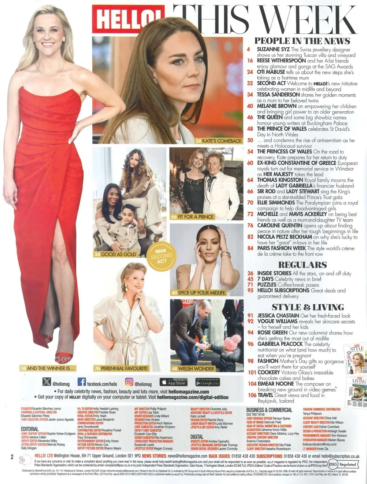 HELLO! Magazine: Princess Kate, Prince William, Queen, Reese Witherspoon 11.3.24 - image 2 | Free standard UK delivery included | Discount Quality Products