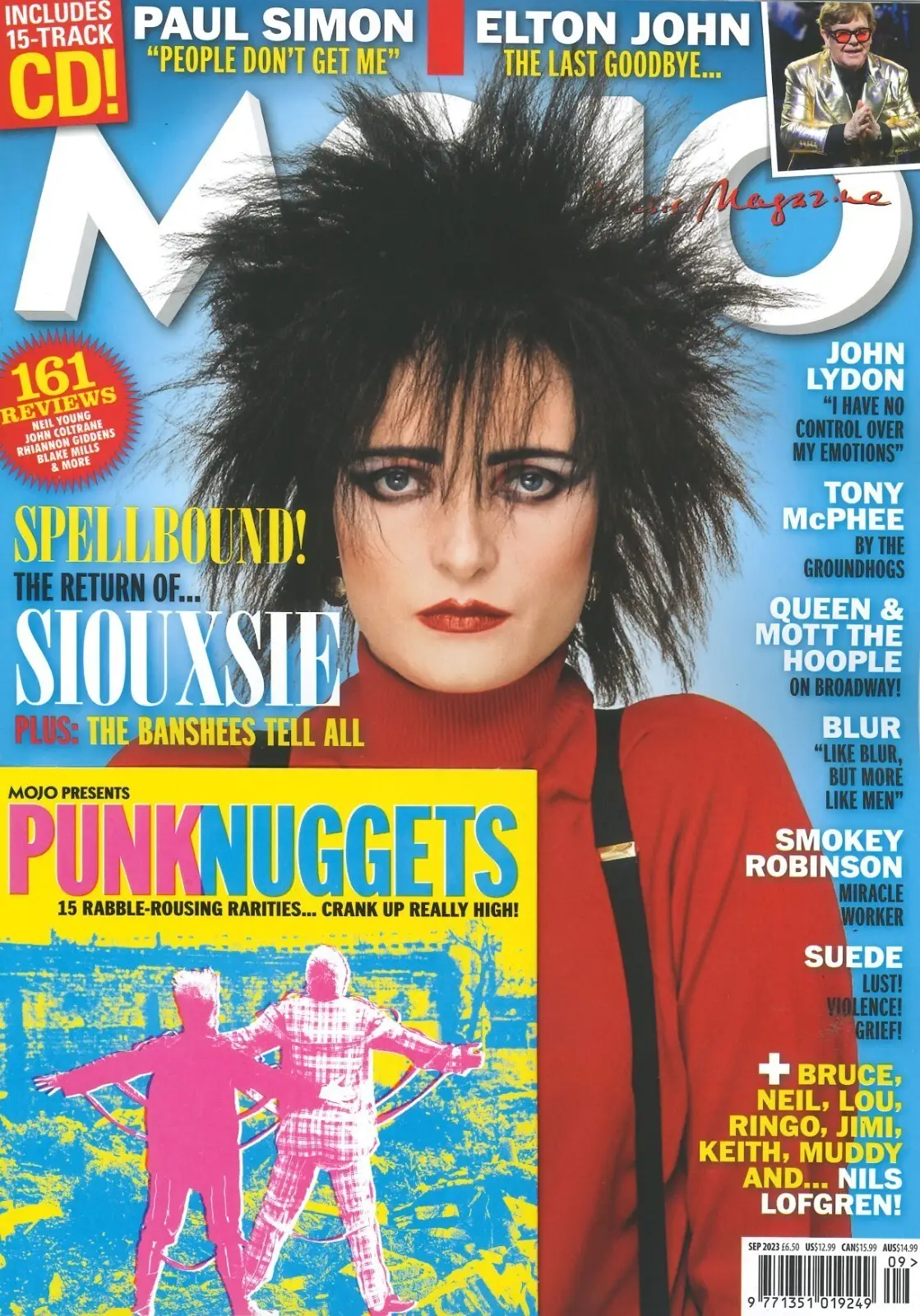 Mojo Magazine: Free 15-Track CD, Siouxsie, Elton John, Paul Simon, Sept 2023